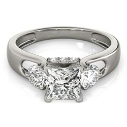 1.35 CTW Certified VS/SI Princess Cut Diamond 3 Stone Ring 18K White Gold - REF-238R2K - 28032