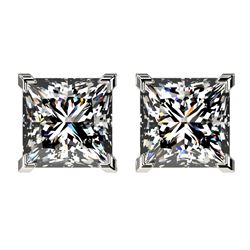 2.50 CTW Certified VS/SI Quality Princess Diamond Stud Earrings 10K White Gold - REF-840R2K - 33114