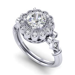 1.20 CTW VS/SI Diamond Solitaire Art Deco Ring 18K White Gold - REF-345N2A - 37049