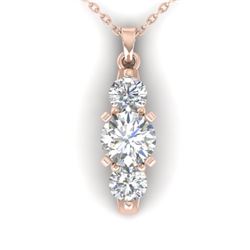 1.25 CTW Certified VS/SI Diamond Art Deco 3 Stone Necklace 14K Rose Gold - REF-193V3Y - 30481