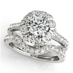 2.22 CTW Certified VS/SI Diamond 2Pc Wedding Set Solitaire Halo 14K White Gold - REF-268V2Y - 31067