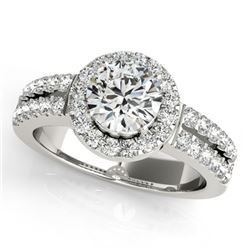 1.50 CTW Certified VS/SI Diamond Solitaire Halo Ring 18K White Gold - REF-423A6V - 26739