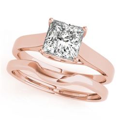 0.75 CTW Certified VS/SI Princess Diamond 2Pc Wedding Set 14K Rose Gold - REF-204R5K - 32103