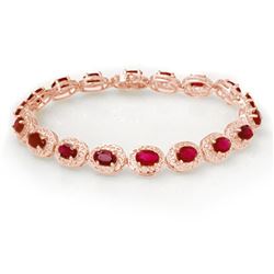 12.75 CTW Ruby Bracelet 14K Rose Gold - REF-150F4N - 11691