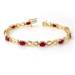8.50 CTW Ruby & Diamond Bracelet 10K Yellow Gold - REF-78X9R - 14067