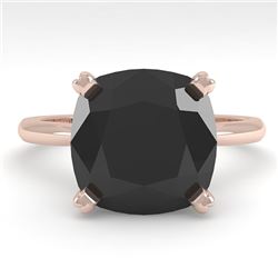 6.0 CTW Cushion Black Diamond Engagement Designer Ring Size 7 14K Rose Gold - REF-142W2H - 38487