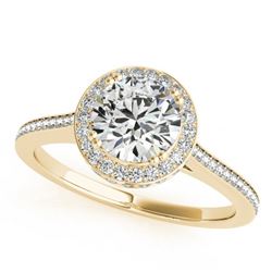 1.55 CTW Certified VS/SI Diamond Solitaire Halo Ring 18K Yellow Gold - REF-412H5M - 26367