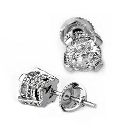 2.0 CTW Certified VS/SI Diamond Solitaire Stud Earrings 14K White Gold - REF-457N2A - 10456