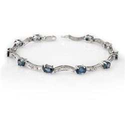 4.25 CTW Blue Sapphire & Diamond Bracelet 10K White Gold - REF-53R3K - 10282