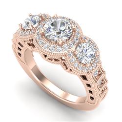 2.16 CTW VS/SI Diamond Solitaire Art Deco 3 Stone Ring 18K Rose Gold - REF-361F8N - 36969