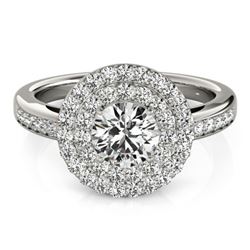 0.85 CTW Certified VS/SI Diamond Solitaire Halo Ring 18K White Gold - REF-104F2N - 26455