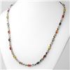 Image 1 : 9.02 CTW Multi-Sapphire & Diamond Necklace 18K White Gold - REF-163N6A - 11202