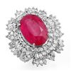 Image 1 : 12.16 CTW Ruby & Diamond Ring 18K White Gold - REF-441W6H - 12967