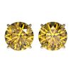 Image 1 : 3 CTW Certified Intense Yellow SI Diamond Solitaire Stud Earrings 10K Yellow Gold - REF-555R2K - 331