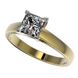 1.25 CTW Certified VS/SI Quality Princess Diamond Solitaire Ring 10K Yellow Gold - REF-372F3N - 3301