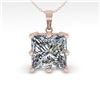 Image 2 : 1 CTW VS/SI Princess Diamond Solitaire Necklace 18K Rose Gold - REF-285Y2X - 35867