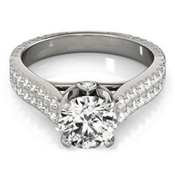 1.36 CTW Certified VS/SI Diamond Pave Ring 18K White Gold - REF-227X6R - 28092