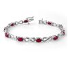 Image 2 : 8.50 CTW Ruby & Diamond Bracelet 14K White Gold - REF-80A2V - 14068