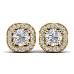 1.35 CTW Certified VS/SI Diamond Stud Micro Halo Earrings 14K Yellow Gold - REF-177H3M - 30434