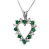 Image 1 : 0.80 CTW Emerald & Diamond Pendant 18K White Gold - REF-40M2F - 12671