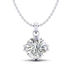 1 CTW VS/SI Diamond Solitaire Art Deco Stud Necklace 18K White Gold - REF-294W2H - 36914