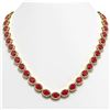 Image 1 : 52.15 CTW Ruby & Diamond Necklace Yellow Gold 10K Yellow Gold - REF-655N3A - 40558