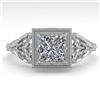 Image 1 : 1.0 CTW VS/SI Princess Diamond Solitaire Engagement Ring Deco 18K White Gold - REF-344R4K - 36042