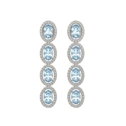 4.68 CTW Aquamarine & Diamond Earrings White Gold 10K White Gold - REF-115R6K - 40526