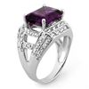 Image 2 : 5.0 CTW Amethyst & Diamond Ring 14K White Gold - REF-70X5R - 10264