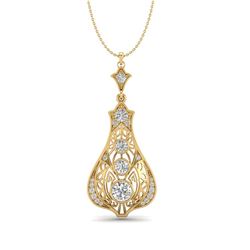 1.75 CTW VS/SI Diamond Art Deco Stud Necklace 18K Yellow Gold - REF-272M7F - 36946