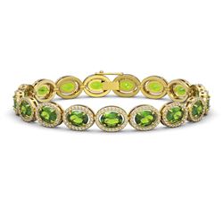 21.13 CTW Peridot & Diamond Bracelet Yellow Gold 10K Yellow Gold - REF-286K5W - 40630