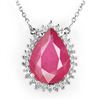 Image 2 : 14.15 CTW Ruby & Diamond Necklace 18K White Gold - REF-168Y2X - 14286