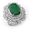 Image 1 : 11.65 CTW Emerald & Diamond Ring 18K White Gold - REF-441M6F - 13000