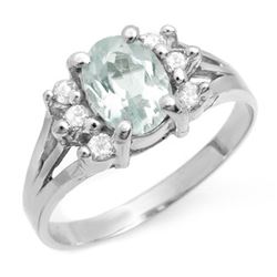 1.43 CTW Aquamarine & Diamond Ring 14K White Gold - REF-45R5K - 14409