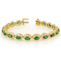 10.0 CTW Emerald Bracelet 10K Yellow Gold - REF-109N3A - 11537