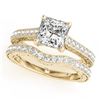 Image 1 : 1.15 CTW Certified VS/SI Princess Diamond Solitaire 2Pc Set 14K Yellow Gold - REF-158H5M - 31753