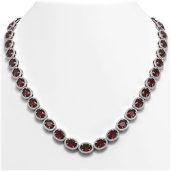 50.08 CTW Garnet & Diamond Necklace White Gold 10K White Gold - REF-555K6W - 40598