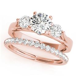 1.92 CTW Certified VS/SI Diamond 3 Stone 2Pc Set Wedding 14K Rose Gold - REF-430W2H - 32034