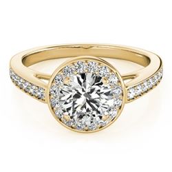 1.45 CTW Certified VS/SI Diamond Solitaire Halo Ring 18K Yellow Gold - REF-378N9A - 26568