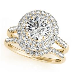 1.52 CTW Certified VS/SI Diamond 2Pc Wedding Set Solitaire Halo 14K Yellow Gold - REF-167H6M - 30899