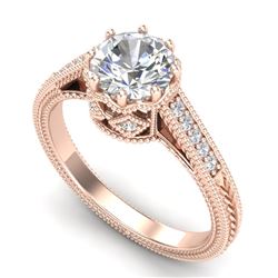 1.25 CTW VS/SI Diamond Solitaire Art Deco Ring 18K Rose Gold - REF-400V2Y - 36906