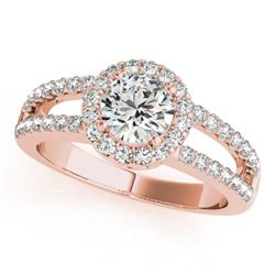 1.26 CTW Certified VS/SI Diamond Solitaire Halo Ring 18K Rose Gold - REF-224H5M - 26432