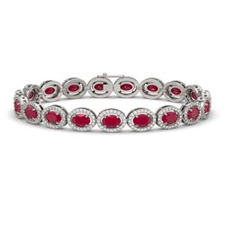 15.2 CTW Ruby & Diamond Bracelet White Gold 10K White Gold - REF-255M3F - 40454