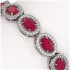 Image 4 : 15.2 CTW Ruby & Diamond Bracelet White Gold 10K White Gold - REF-255M3F - 40454