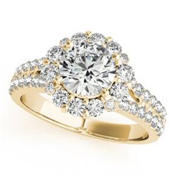 2.01 CTW Certified VS/SI Diamond Solitaire Halo Ring 18K Yellow Gold - REF-421H6M - 26702