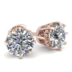 1.0 CTW VS/SI Diamond Stud Solitaire Earrings 18K Rose Gold - REF-178W2H - 35663