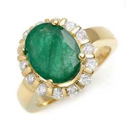 4.65 CTW Emerald & Diamond Ring 10K Yellow Gold - REF-68H2M - 11001