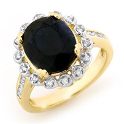 5.33 CTW Blue Sapphire & Diamond Ring 10K Yellow Gold - REF-72H7M - 13441