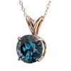 Image 2 : 1.19 CTW Certified Intense Blue SI Diamond Solitaire Necklace 10K Rose Gold - REF-240M2F - 36786