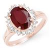 Image 2 : 2.55 CTW Ruby & Diamond Ring 14K Rose Gold - REF-62K2W - 13120